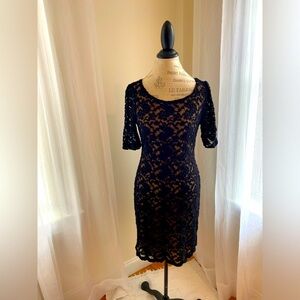 Connected apparel black lace dress